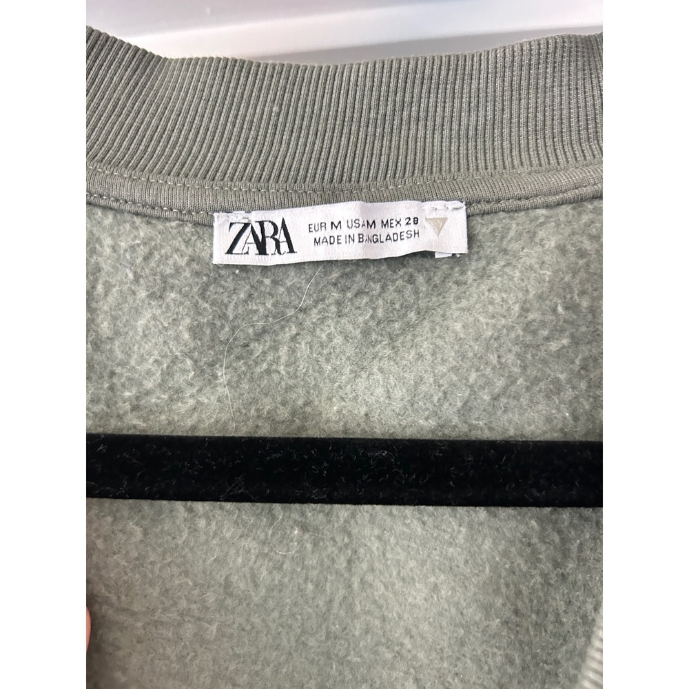 Zara Oversize Khaki Plush V-Neck Vest Capped Sleeve Fleece Top Medium - Picture 7 of 8
